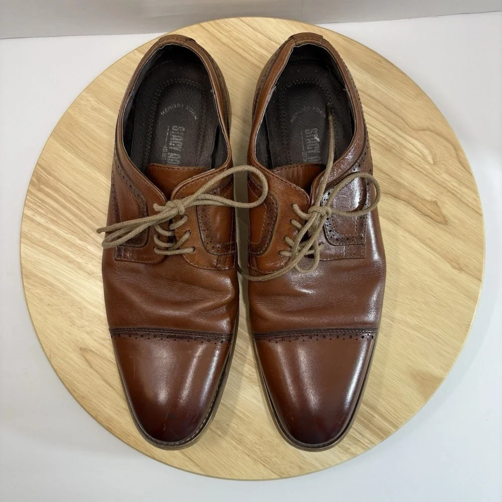 Stacy Adams Dickinson Cap Toe Oxford Cognac Leather Men's Size 9 M 25066-221